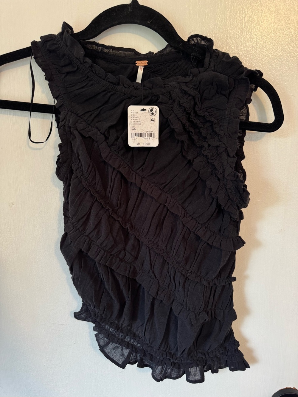 NWT Free People Pink Sands Smocked Top in Black